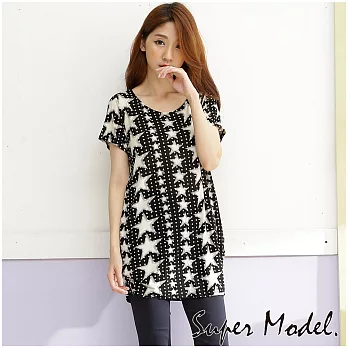【名模衣櫃】經典韓風印花上衣(適穿M-XXL)FREE五角星