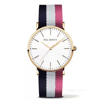 PAUL HEWITT Gold Line 藍白粉尼龍錶帶 金色錶框/38mm38mm