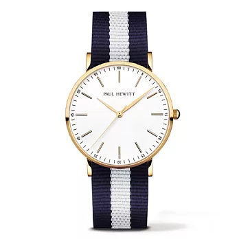 PAUL HEWITT Gold Line 藍白尼龍錶帶 金色錶框/38mm38mm