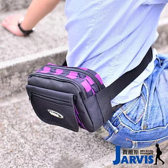 Jarvis賈維斯 腰包 多功能隨身包-SP01黑/藍格