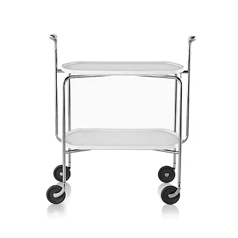 Transit 雙層折疊滾輪餐車(白)