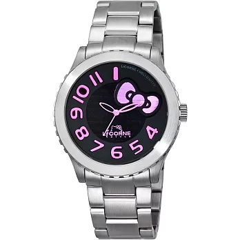 【LICORNE】LICORNE+ HELLO KITTY 聯名系列 氣質淑女時尚腕錶 (黑面/桃紅 LI085MWBA-PA)