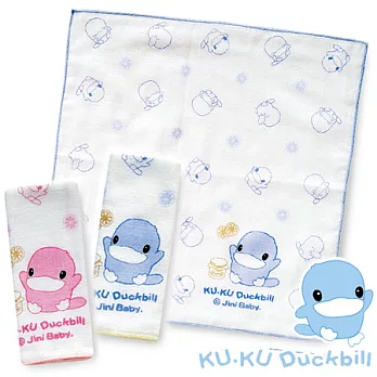 【KU.KU酷咕鴨】紗布手帕-3入