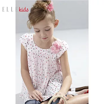 【ELLE】浪漫花朵點點百摺上衣(粉紅)120粉紅