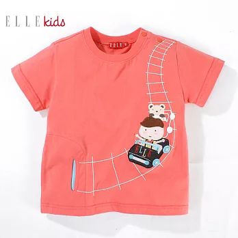 【ELLE】玩偶小熊圓領上衣(橘紅)90橘紅