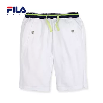 【FILA】橫紋褲頭抽繩棉質短褲(白)135白