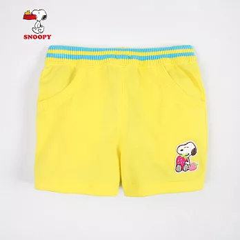 【SNOOPY】橫紋褲頭抽繩休閒短褲(黃)120黃