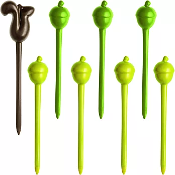 《KOZIOL》松果短叉(棕綠8入)