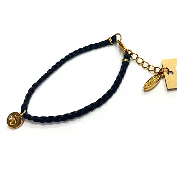 Ettika Initial Leather Bracelet 幸運手環 黑皮革水晶字母D