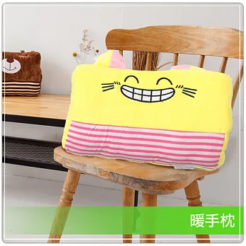 短絨毛刺繡暖手枕-微笑貓