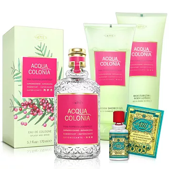 No.4711 ACQUA COLONIA 紅胡椒&葡萄柚粉盒古龍水(170ml)-送品牌小香&沐浴精+身體乳