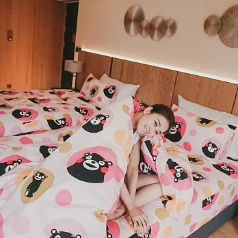 cheri【熊本熊-粉】台灣製 超細纖 首創雙面磨毛-日本正版授權-單人床包枕套 二件組