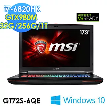 msi微星 GT72S 6QE-094TW 17.3吋 i7-6820HK GTX980M WIN10電競筆電