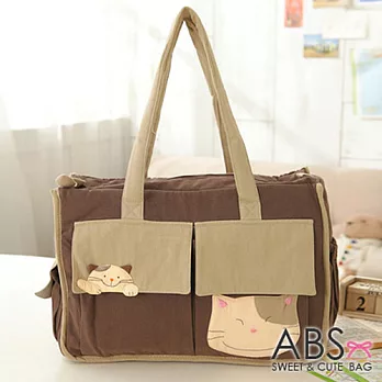 ABS貝斯貓 可愛貓咪手工拼布手提包/提袋 (咖啡) 88-049