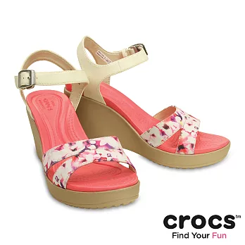 Crocs - 女 - 蕾麗花紋坡跟二代 -35水泥灰/金色