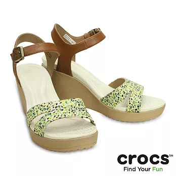 Crocs - 女 - 蕾麗花紋坡跟二代 -35榛子/金色