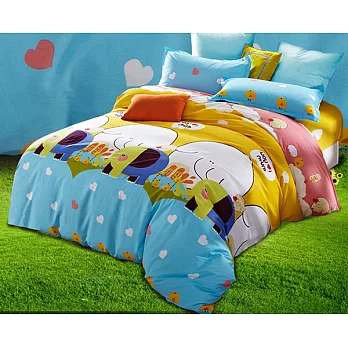 【法式寢飾花季】時尚典藏-加大精梳全棉加大款涼被床包組(小象精靈6*6.2尺)