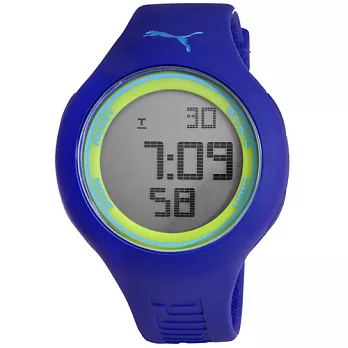 PUMA 跳色韻律 PU錶帶 運動時尚腕錶-藍/44mm藍