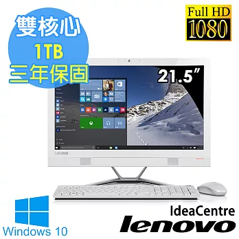 【Lenovo】AIO 300 21.5吋《極。美型》雙核心 1TB FHD AIO桌上型電腦-Win10(白)(F0BX006STW)★附原廠鍵盤滑鼠組