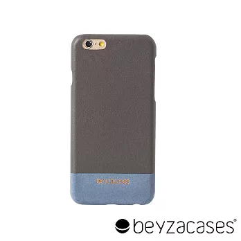 BeyzacasesVenice 威尼斯 iPhone 6 /6S 撞色真皮背蓋 －深灰/淡藍 (BZ07285)