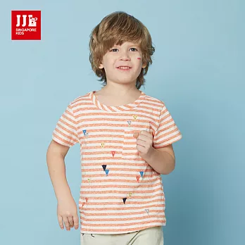 JJLKIDS 時尚繽紛可愛拼接條紋T恤(橙色)105橙色