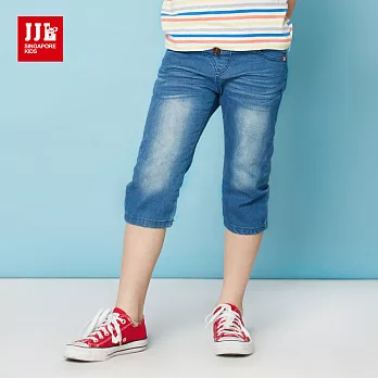 JJLKIDS 字母印染鈕扣七分牛仔褲(牛仔藍)120牛仔藍
