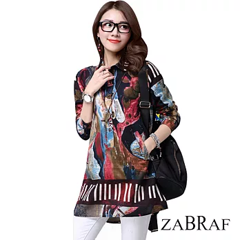 【BR】小肩領寬鬆印花襯衫-M~XXL可選(現貨+預購)M紅色