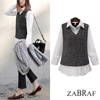 【BR】OL風格針織背心白領襯衫-XL~XXXL可選(現貨+預購)XL深灰色