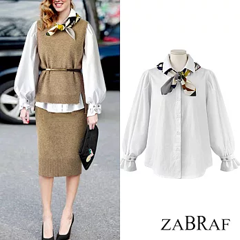 【BR】絲巾搭配素面打底襯衫M-XXL可選(現貨+預購)M白色