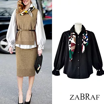 【BR】絲巾搭配素面打底襯衫M-XXL可選(現貨+預購)M黑色