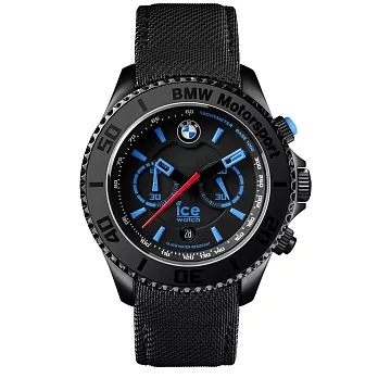 【Ice-Watch】BMW紳士系列 命運之輪經典計時腕錶-加大 (全黑/藍 IWBM.CH.KLB.BB.L.14)