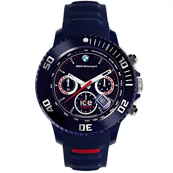 【Ice-Watch】BMW運動系列 摩登潮流三眼計時腕錶-加大 (藍/紅 IWBM.CH.DBE.BB.S.13)