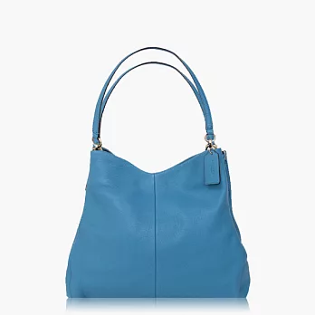 【COACH 實搭耐用】皮革 / 手提 / 肩背三層包_水藍