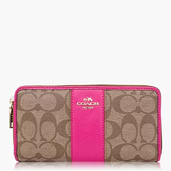 【COACH 方便整理】PVC / 拉鍊式多功能長夾_卡其桃
