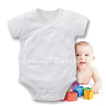 短袖側扣包屁衣/網眼側開哈衣 9M白色包屁衣