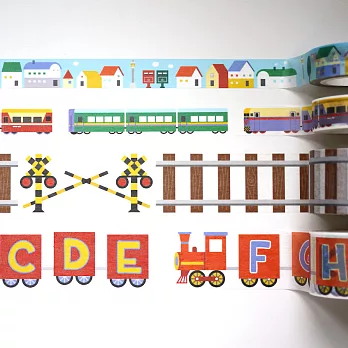 Baby island*鐵道系列紙膠帶4入組：鐵路+火車+英文字母火車+小房子街景