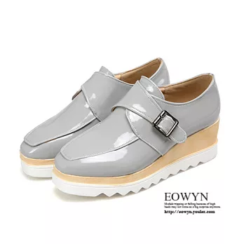 EOWYN.新款方頭釦環休閒厚底鬆糕包鞋EMD04250-66/4色/34-39碼現貨+預購34灰色