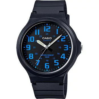 CASIO 跳痛簡約時尚數字腕錶-黑X藍