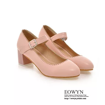 EOWYN.甜美燒花釦環粗跟中跟包鞋EMD04207-66/3色/34-39碼現貨+預購34粉色