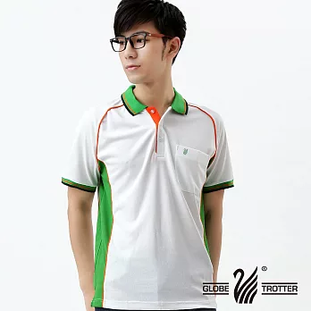 【遊遍天下】MIT台灣製男款抗UV涼爽吸濕排汗機能POLO衫(S083)M白/草綠