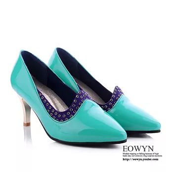 EOWYN.显瘦新款尖头细跟包鞋/高跟鞋EMD04142-69/3色/34-39码现货+预购34藍色