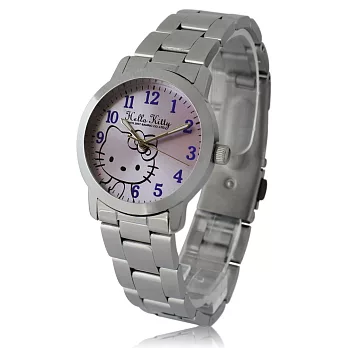 Hello Kitty LK556 三麗鷗正版授權 亮麗配色錶盤不鏽鋼數字手腕錶-紫色