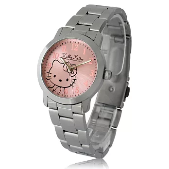 Hello Kitty LK556 三麗鷗正版授權 亮麗配色錶盤不鏽鋼數字手腕錶-粉色