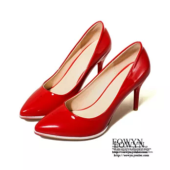 EOWYN．2016時尚新款細跟淺口包鞋/高跟鞋EMD04328-89/1色/34-39碼現貨+預購34紅色