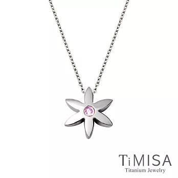 TiMISA《花漾年華(M)-晶鑽版》(極細鎖骨)純鈦項鍊(B)粉鑽