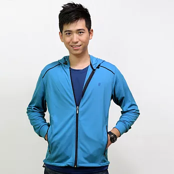 【遊遍天下】MIT台灣製男版連帽抗UV透氣吸濕排汗機能外套(112-1)XL藍色