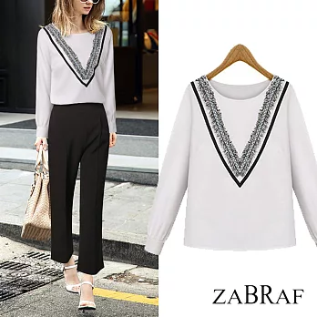 【BR】圓領流蘇雪紡長袖上衣(M-XL可選)(現貨+預購)M白色