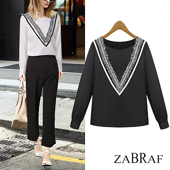 【BR】圓領流蘇雪紡長袖上衣(M-XL可選)(現貨+預購)M黑色