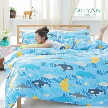 DUYAN《藍色夢游》單人三件式100%特級純棉床包被套組