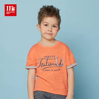 JJLKIDS 美式字母撞色摺袖T恤(海棠橙)105海棠橙